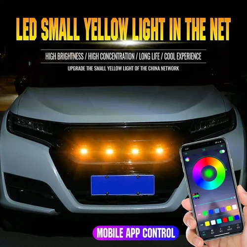 Imagen 2 del producto Iluminación Led para parrilla delantera de coche, luz de circulación diurna Universal, Control por aplicación RGB, luz de advertencia de rejilla Central, accesorios exteriores