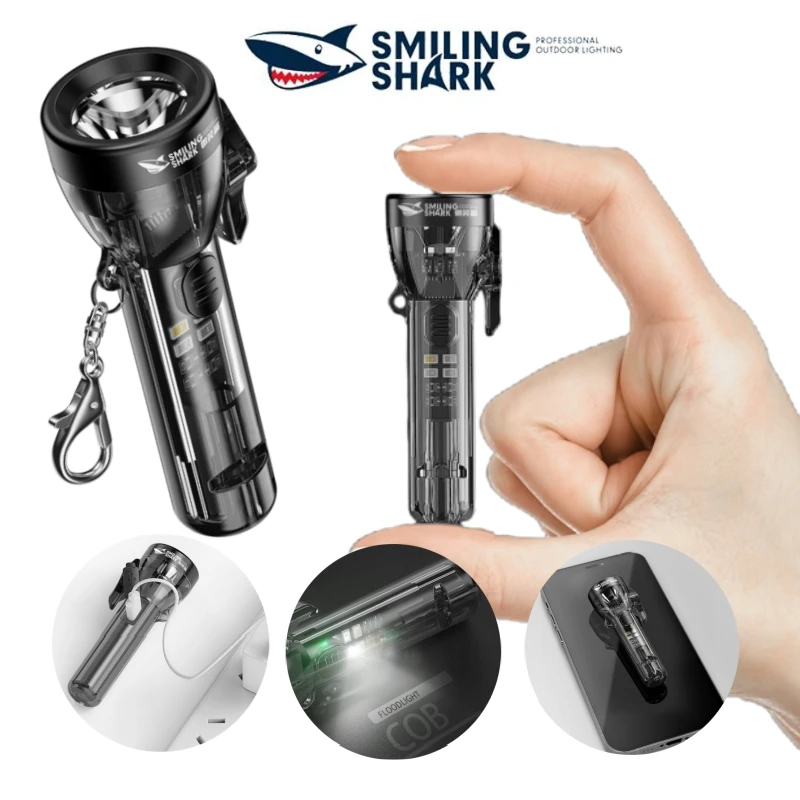 Smiling Shark TIP0021 Mini LED Flashlight, USB Rechargeable Waterproof Torch, for Home Daily Use, Hiking & Outdoor Emergencies!