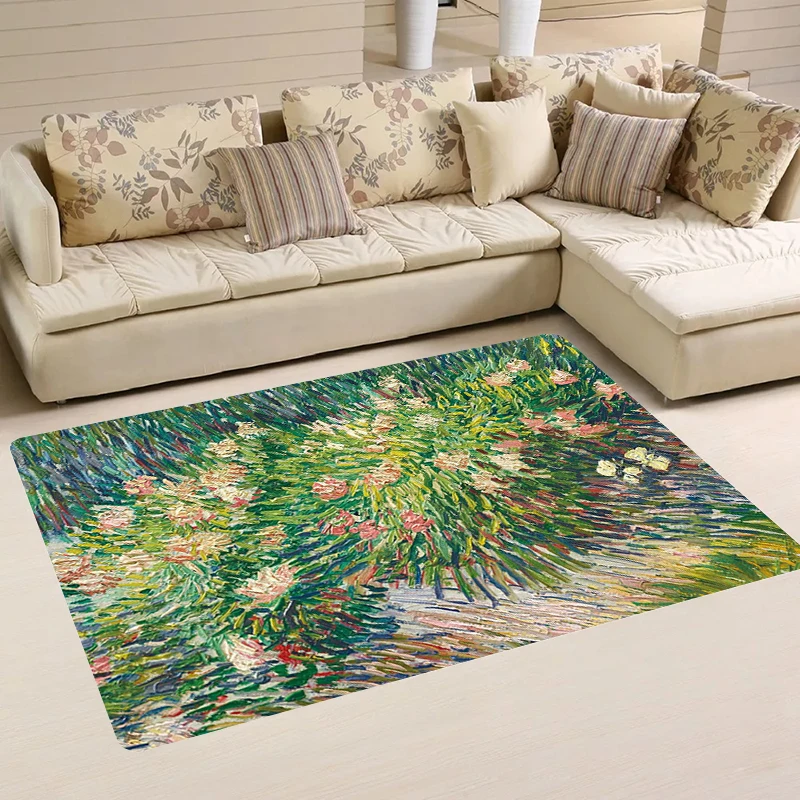 Van Gogh Door Mat Colorful Field Room Mats Flower The Starry Night Rugs Balcony Home Carpet Entrance of House Kitchen Rug Foot