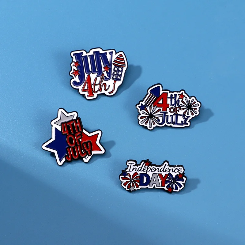 Pretty Independence Day Pins 4TH Of July Enamel Brooches For Americans Gift Cheap Jewelry Wholesale