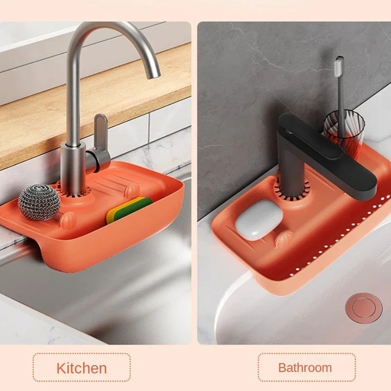 

Kitchen Drain Rack Drain Basket Punch-Free Faucet Sink Kitchen Accessories Supplies Kitchen Organizer Useful Things Home Gadgets