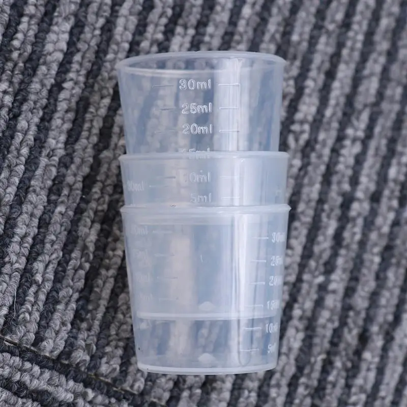 100pcs 30ml Plastic Graduated Cups Measuring Scale Cups Transparent Liquid Container for Mixing Paint Stain Epoxy Resin