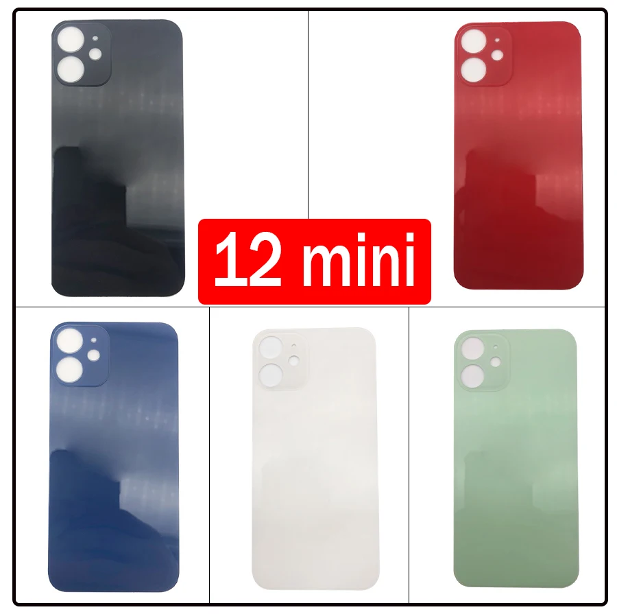 NEW Big Hole Back Glass Rear Door Replacement Housing Case For iPhone 12 mini Battery Back Cover Glass with Adhesive Tape