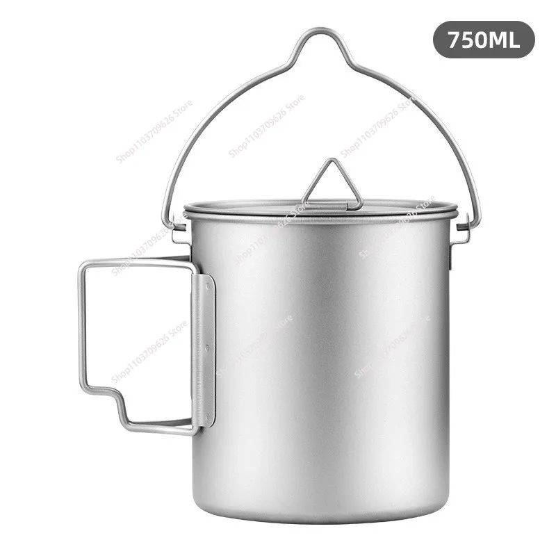 Outdoor Titanium Pot 300ml 450ml 750ml Picnic Titanium Camping Cookware Water Mug