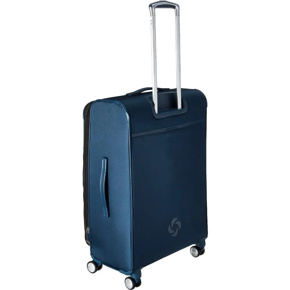 Samsonite Solyte DLX Softside Expandable Luggage with Spinner Wheels, Mediterranean Blue, Checked-Medium 25-Inch