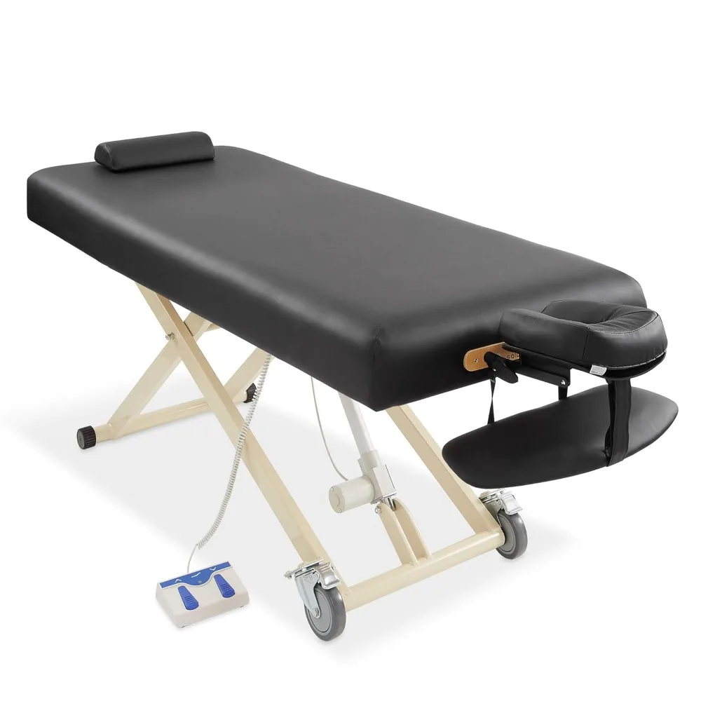 

Professional Electric Lift Massage Table - Includes Headrest, Face Cradle and Bolster - Black