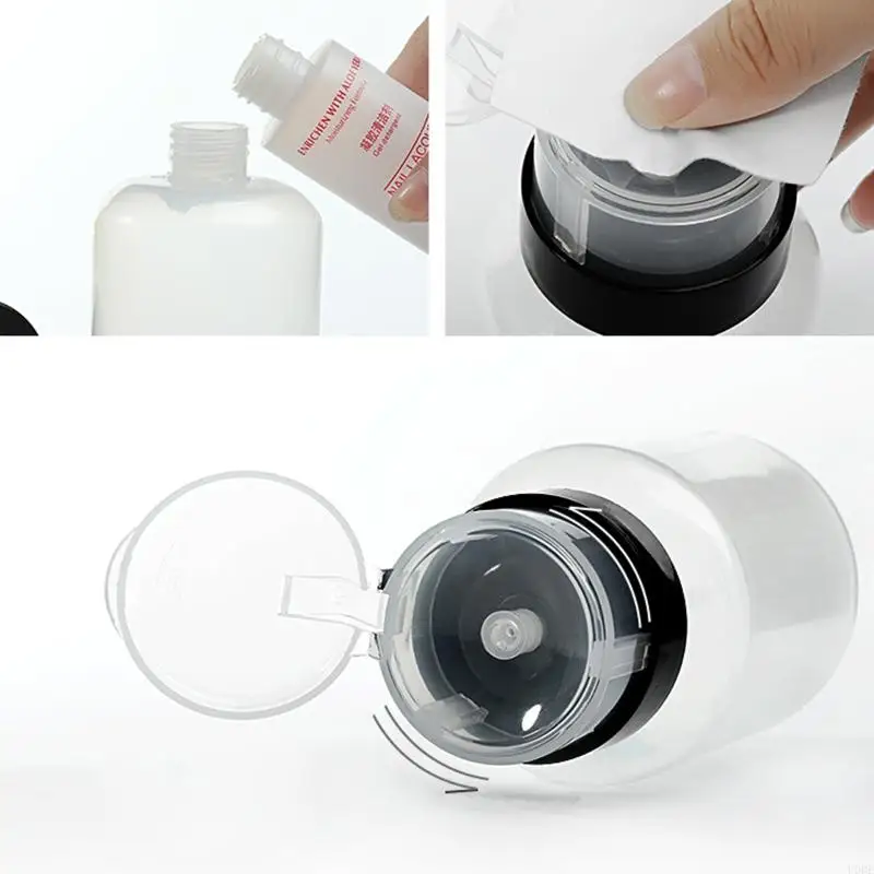 U0DE Dispensador empuje hacia abajo 200ml, bomba para quitar esmalte uñas, dispensadores botellas vacías