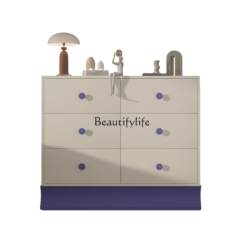 

05-*Modern light luxury bedroom bedside storage cabinet simple cream wind bedside Nordic style chest