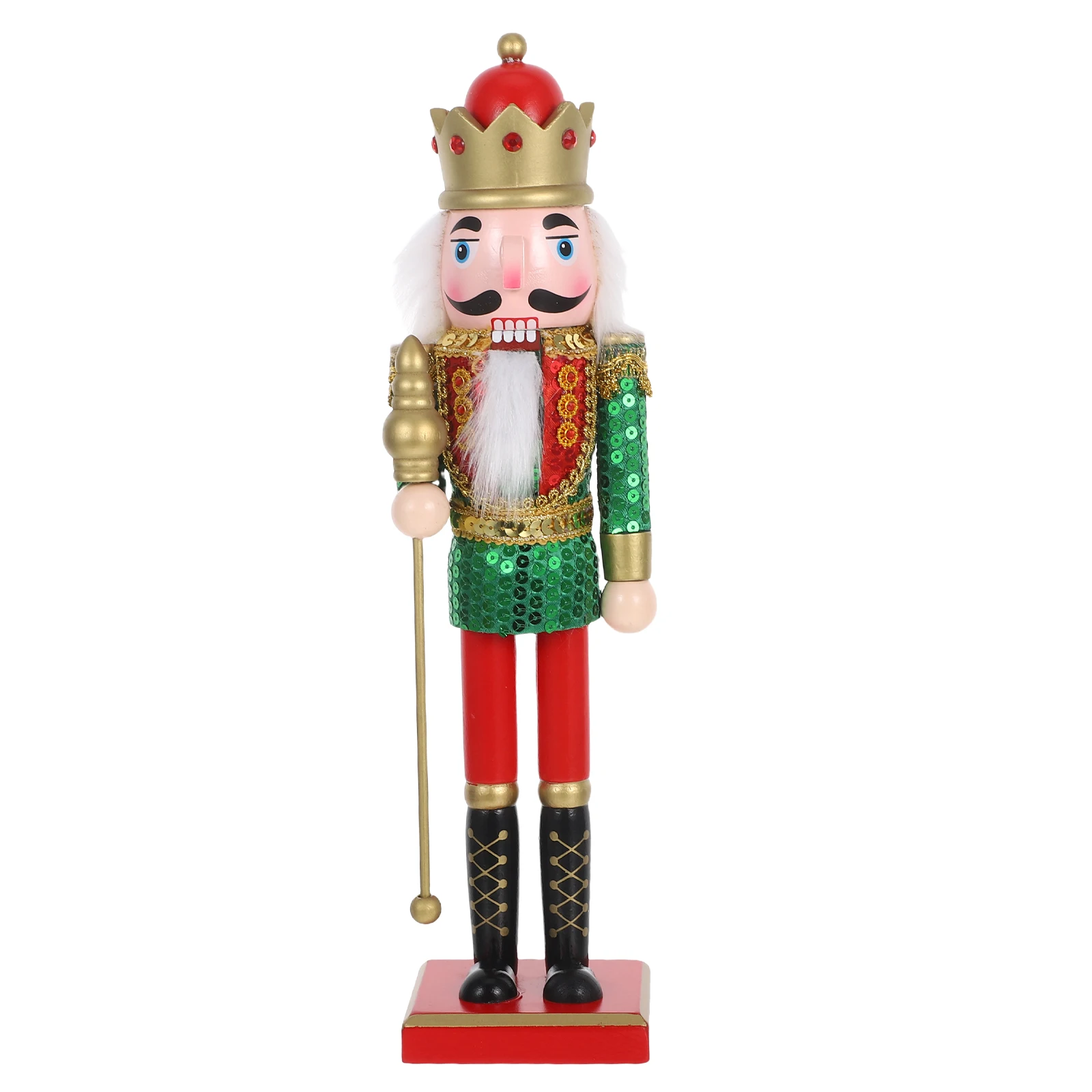 

Wooden Nutcracker Decoration 38Cm Christmas Glitter Figure Soldier Puppet Desktop Centerpiece Xmas Tree Hanging Ornament