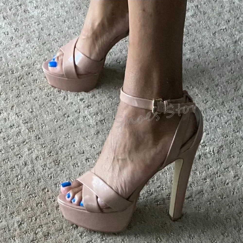 

Nude Cross Strap Ankle Buckle Sandals Platform Stilettos High Heels High Heel Shoes for Women Heels 2025 New Zapatos Para Mujere