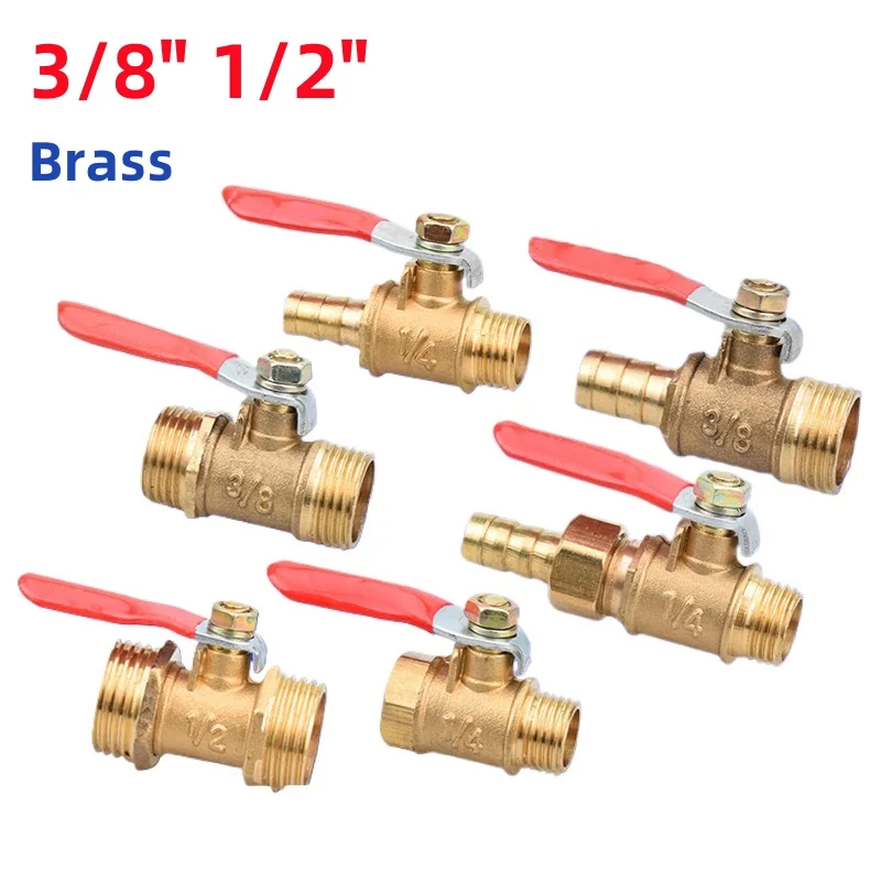 

3/8 "1/2" латунный маленький шаровой клапан с внутренней/наружной резьбой, соединительное соединение, фитинг для медных труб, соединительный адаптер