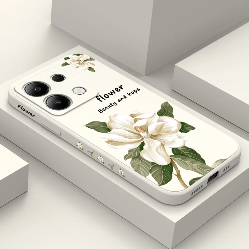 Magnolia Flowers Phone Case For Xiaomi Redmi Note 13 12 12S 11 11S 10 10S 9 9S Pro Plus 4G 5G Liquid Silicone Cover