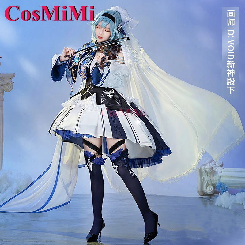 CosMiMi Eula Cosplay Game Genshin Impact Costume Requiem Of World Snow Gorgeous Formal Dress Carnival Party Role Play Clothing