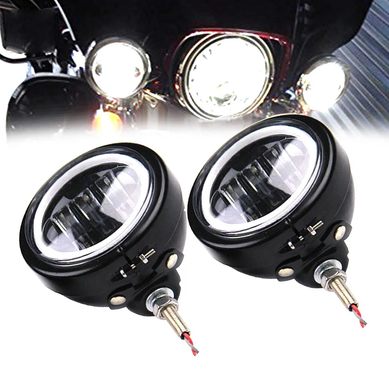 

motorcycle Touring Electra Glide 4 1/2" 4.5 inch LED Auxiliary Spot Fog Passing Light Lamp with Housing Ring Mount Bracket .