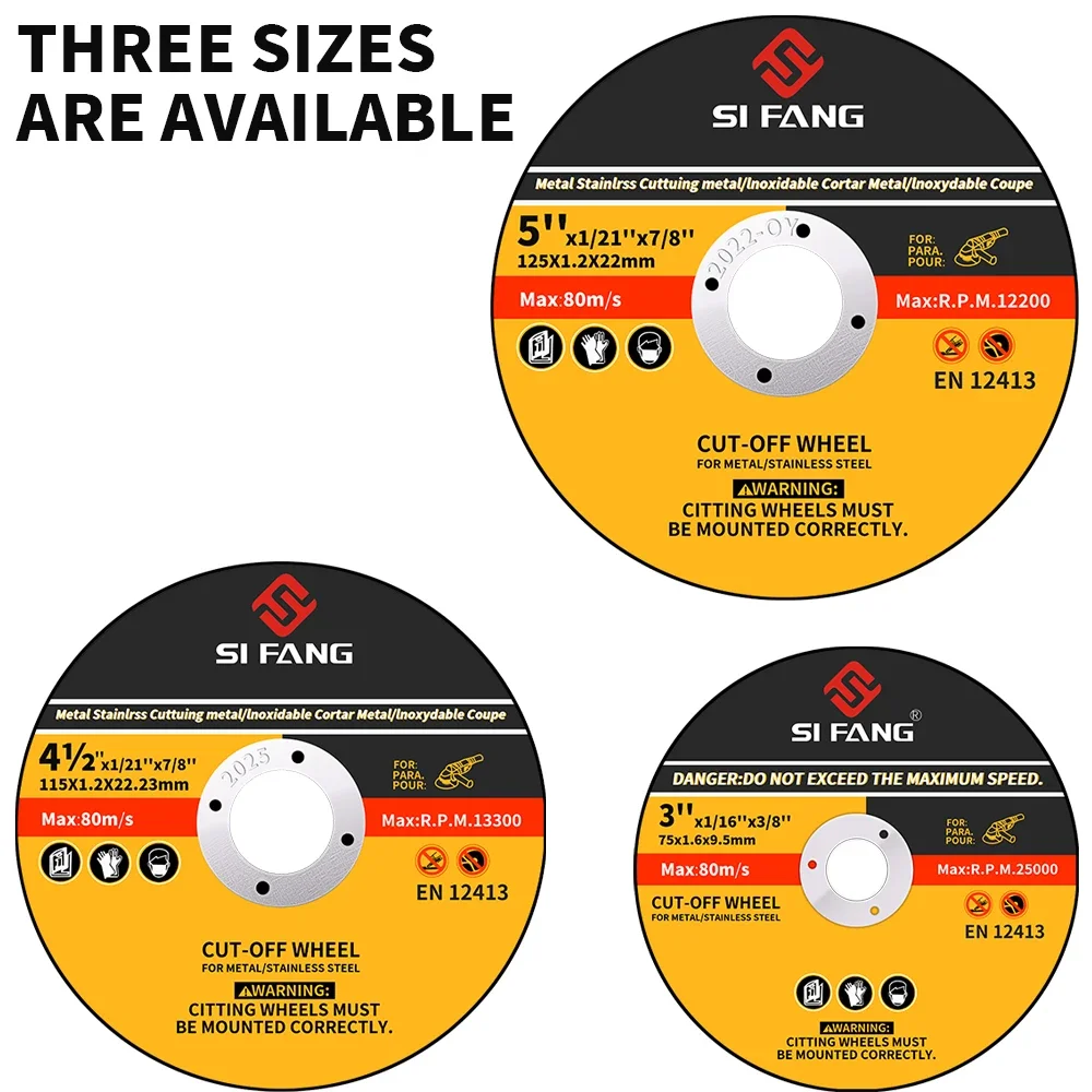 Metal Cutting Disc, Angle Grinder Saw Blade, Resin Grinding Wheel Disc, Metal Steel Bar, Wood Cutting Tool, 3Pcs, 75/115/125mm