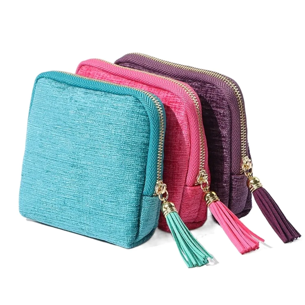 

Stylish Five-Layer Jewelry Packing Bag Tassel Zipper Jewelry Storage Bag Velvet Organizer Jewelry Holder Earrings