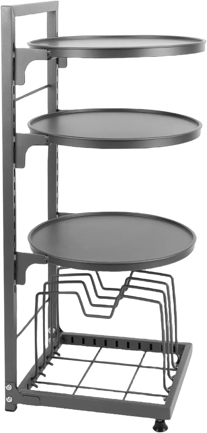 

Регулируемая 4-ярусная подвесная полка для кастрюль из углеродистой стали, многофункциональная кухонная подставка для хранения, стеллаж для посуды