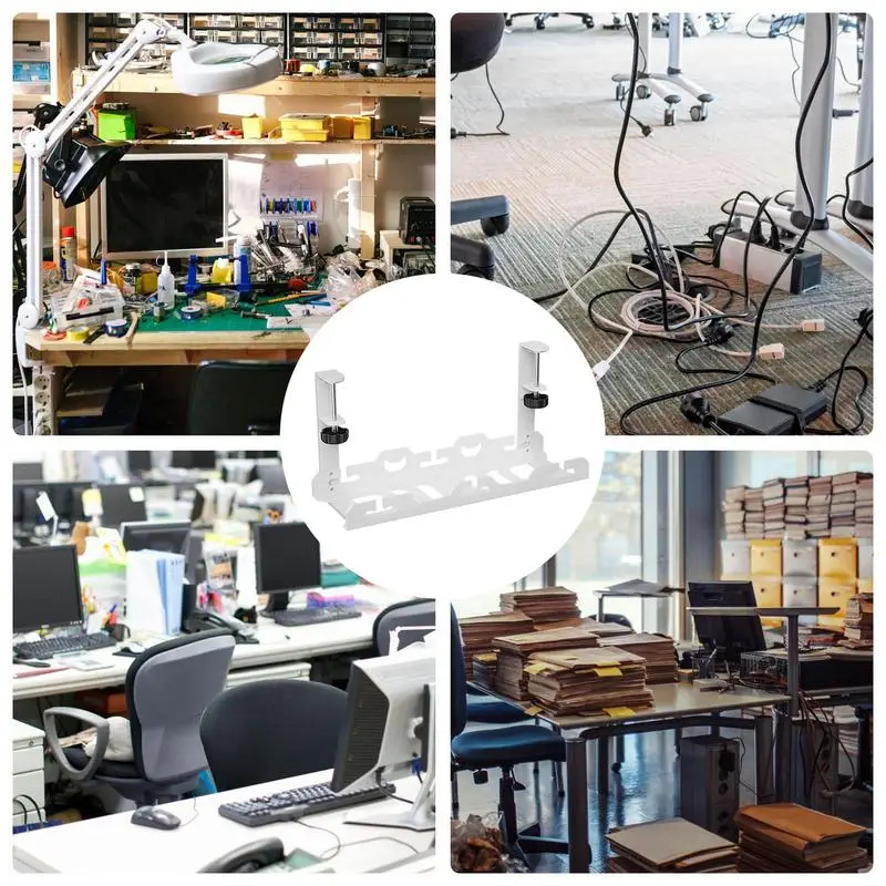 Desk Cable Management Tray Under Table Socket Hang Holder Power Strip Storage Rack For Offices Living Room Wire Cord Organizer