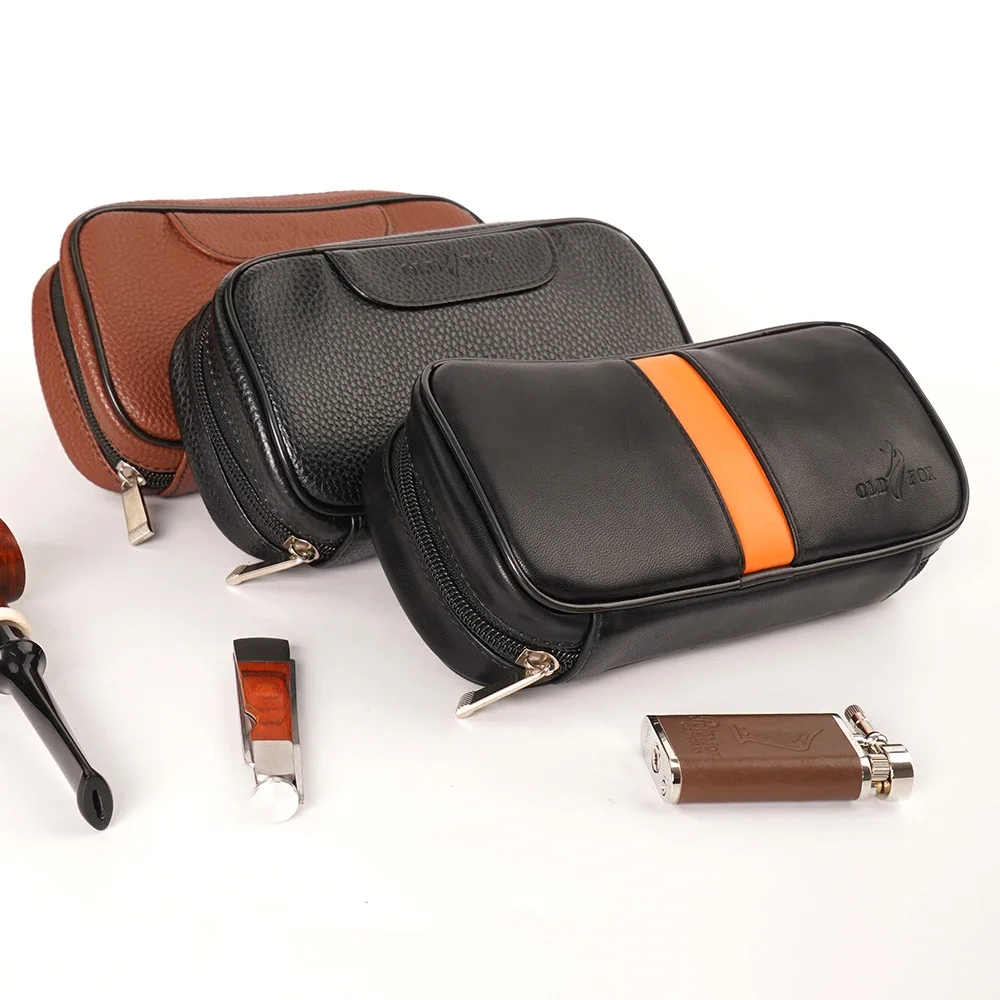 MUXIANG tobacco pipe bag, small bag included, PU leather crossbody bag, anti-odor portable pipe bag, cigar accessories