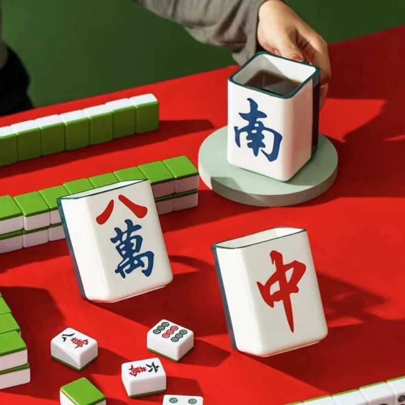 

Mahjong-themed Good Luck Ceramic Mug - Personalized Creative Chess and Card Room Coffee Cup (China-Chic New Year Gift)