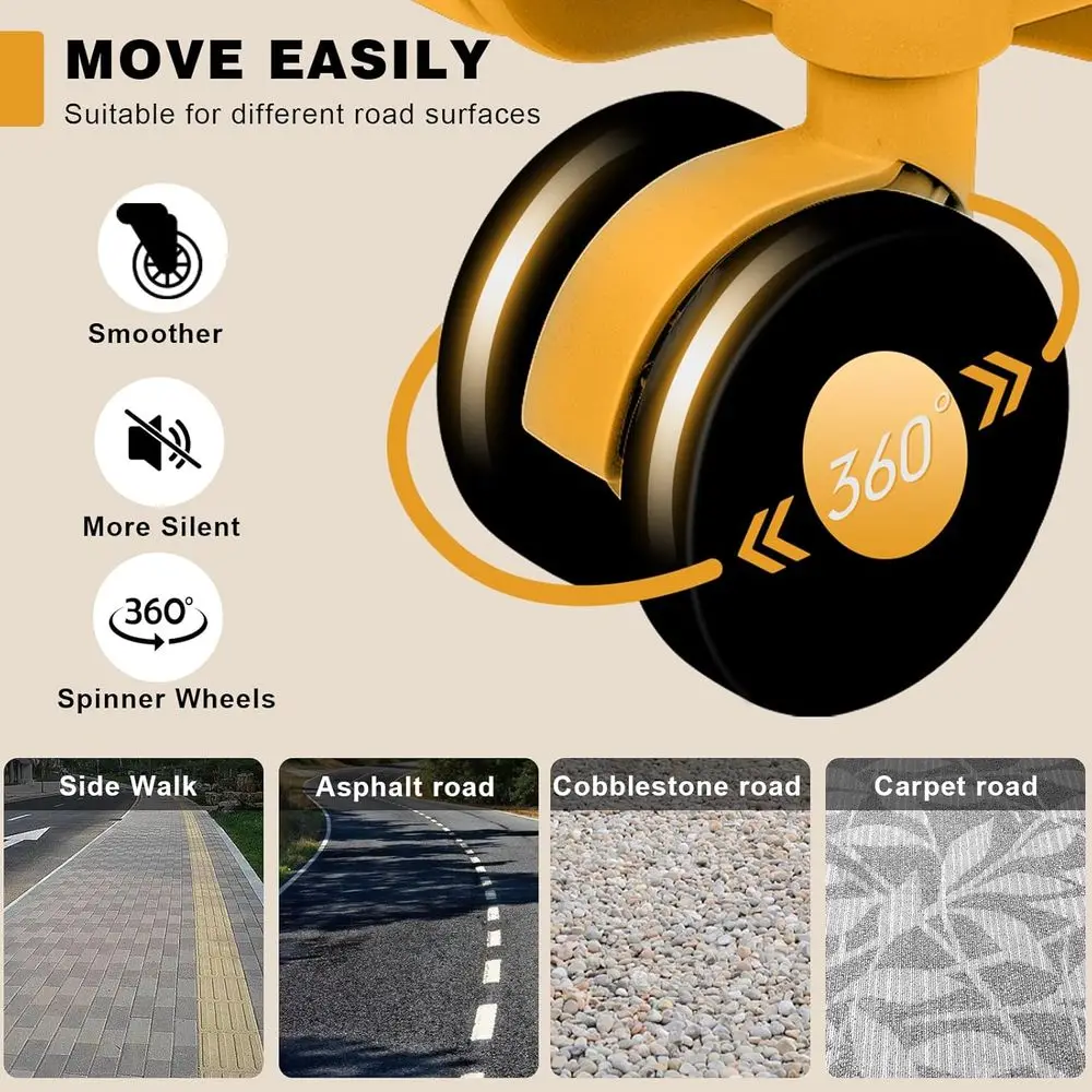 مجموعة أمتعة بإطار من الألومنيوم مكونة من قطعتين: حقيبة حمل ومربعة مع غلاف صلب من مادة ABS PC، قفل TSA، برتقالي (20/28) #6