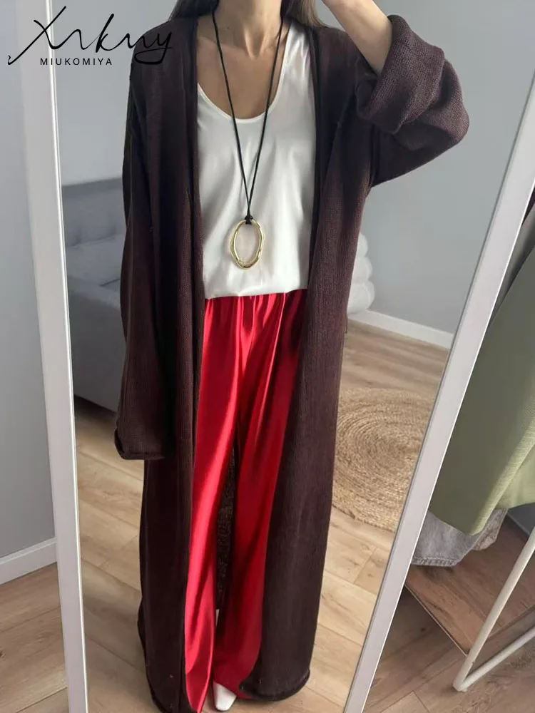 MiuKoMiYa Oversized Thin Long Cardigans Women Summer Long Sleeve Knitted Outerwear Hollow Thin Cardigans For Women Summer 2025