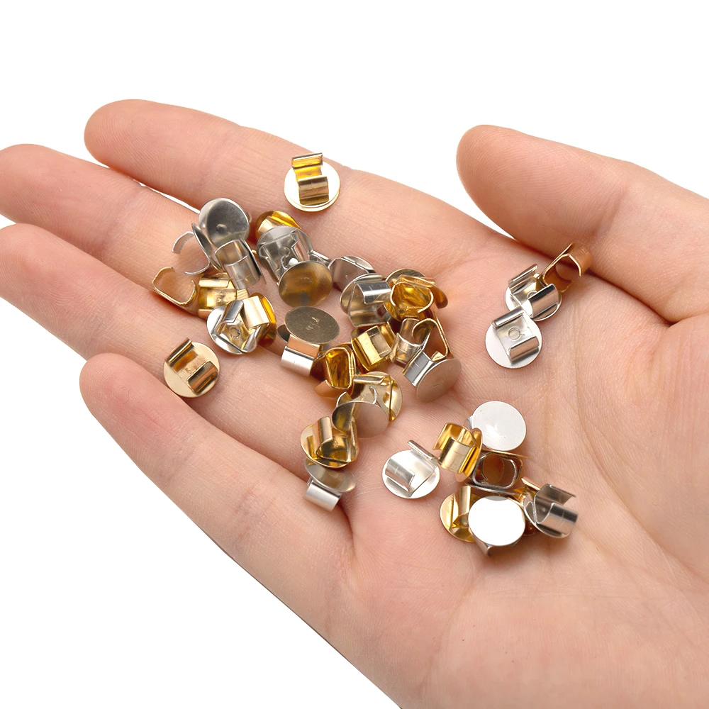 100 Stück 8 mm Haarring-Clip, leere Basis für Gummibänder, Schnalle, Haargummis, Basteln, DIY, Schmuckherstellung, Zubehör, Deko-Teile – Detail 4