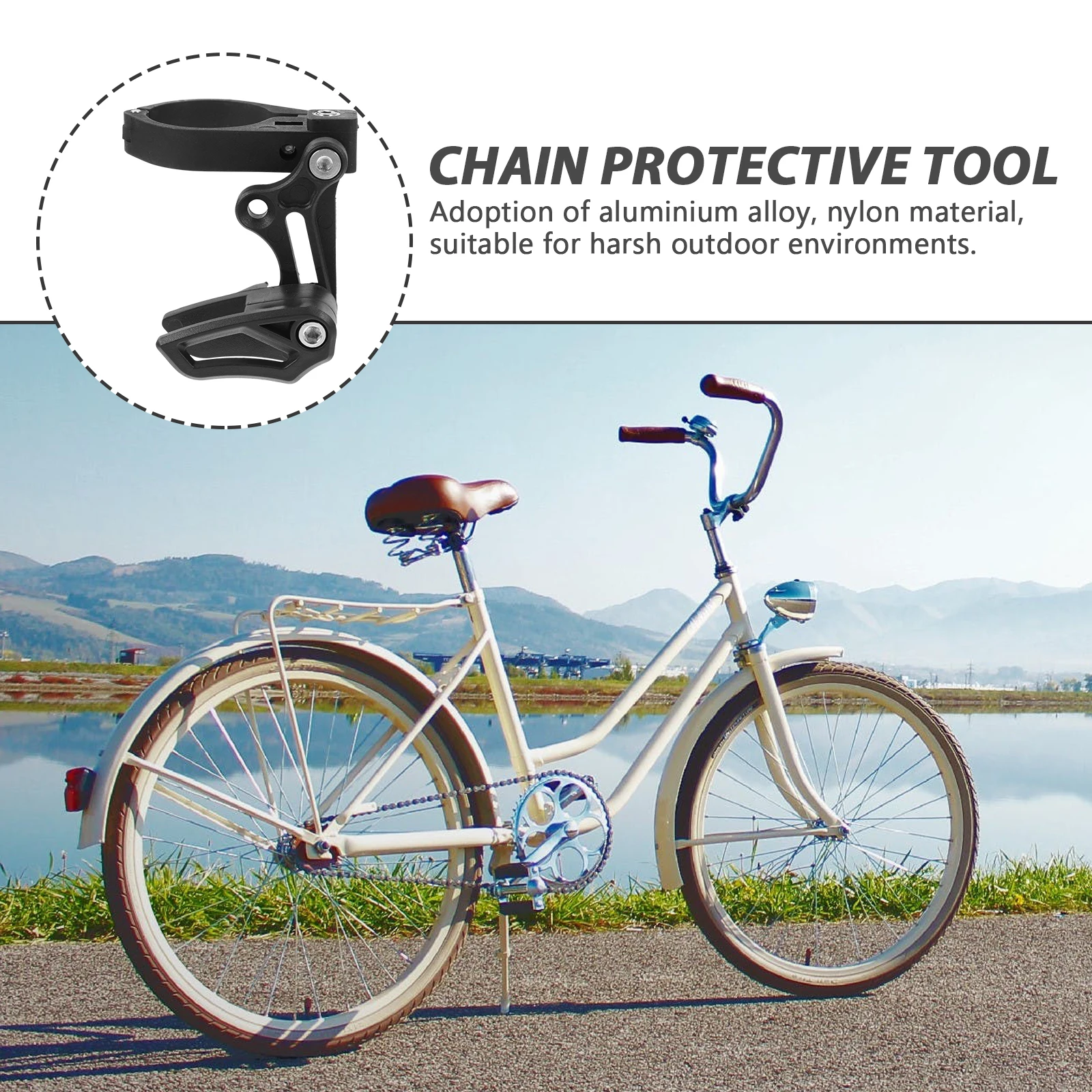 

Mountain Bike Chain Guide Stabilizer Single Ring Front Derailleur Chain Keeper Protector Alloy Nylon Black Lightweight for