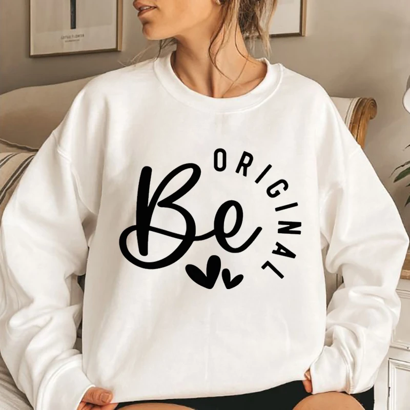 Wees Originele Print Pullovers Mode Ronde Hals Tops Dames Hoodeloze Sweatshirts Met Lange Mouwen Herfst En Winter Casual Sweatshirts