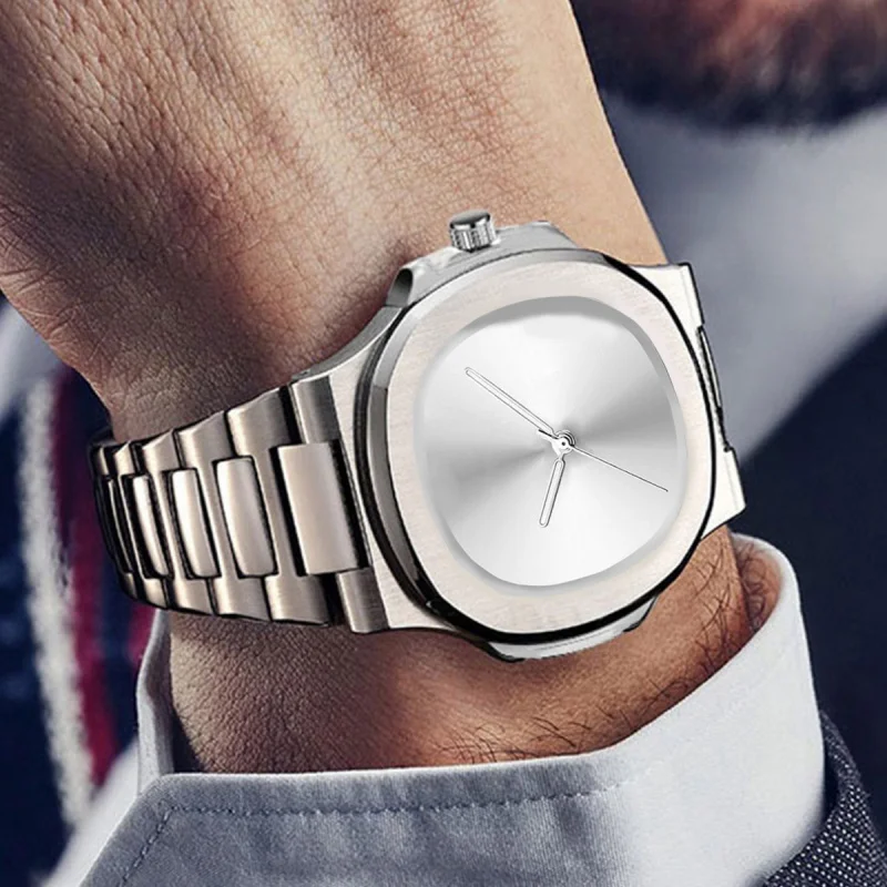 PINTIMEMen-Reloj de acero inoxidable para hombre, cronógrafo resistente al agua