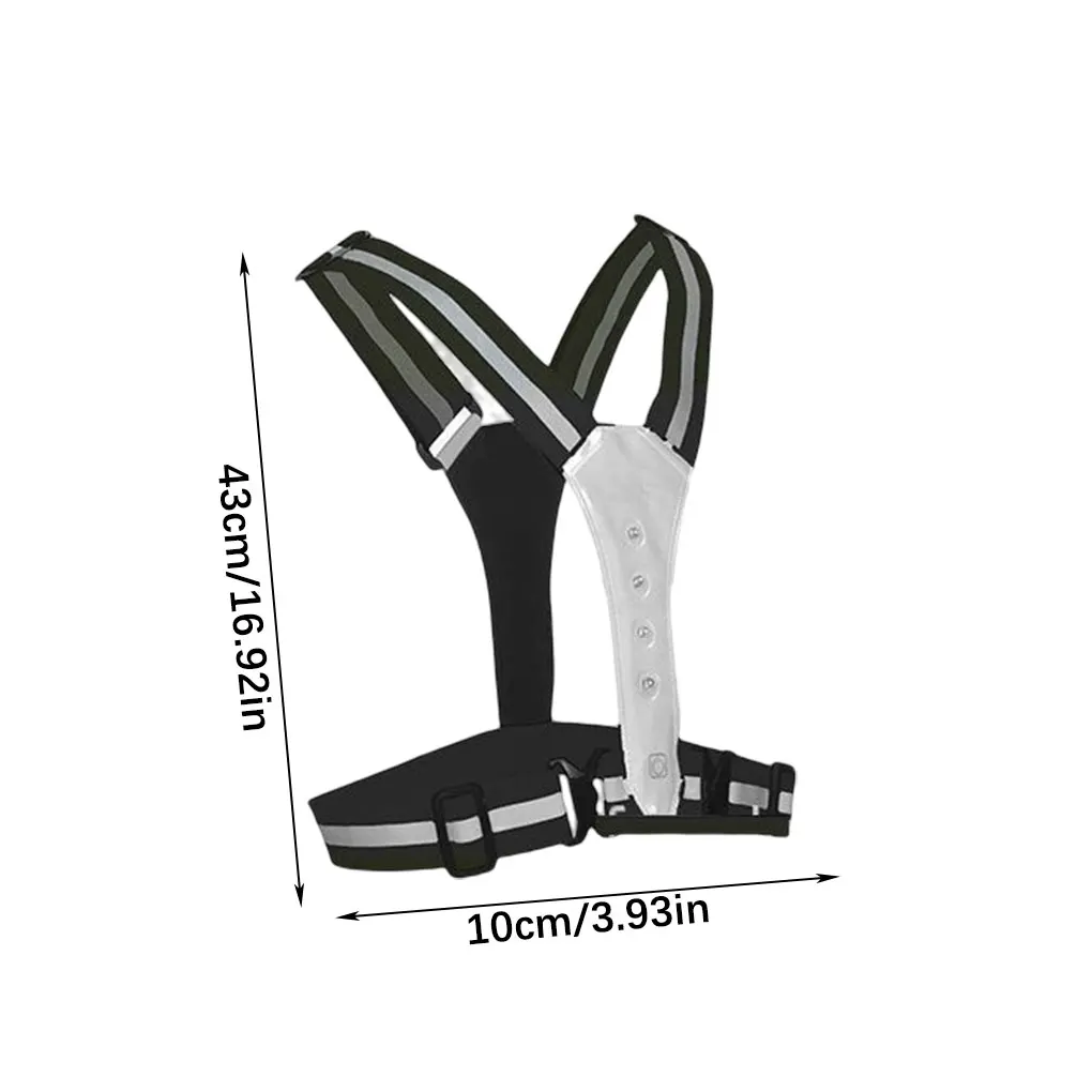 LED Reflective Vest Straps with High Visibility Adjustable Elastic Belt Motorcycle Night Running Accessories Blue