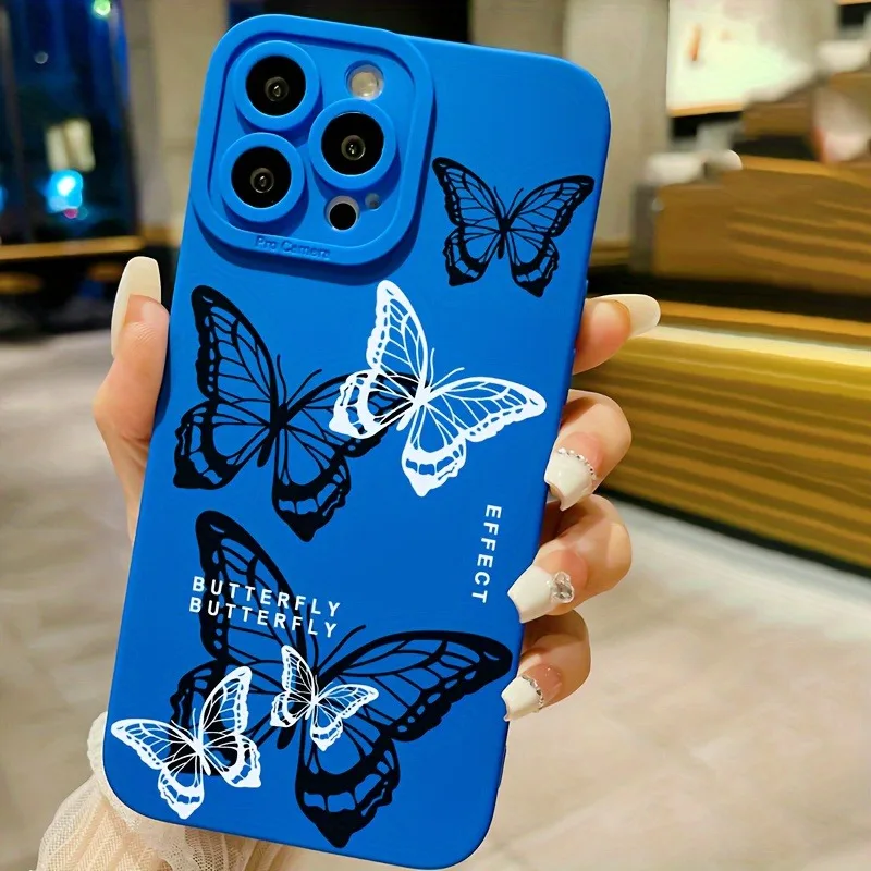 

Butterfly Pattern Phone Case For iPhone 16 Pro Max 15 14 13 12 11 XS X XR 7 8 Plus SE 2022 13 Mini Shockproof Candy Bumper Cover