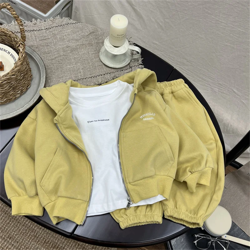 

Boys Coat +Pants Kids Suits 2PCS/Set Cotton 2024 Yellow Spring Autumn Cotton High Quality Christmas Gift Children Clothing