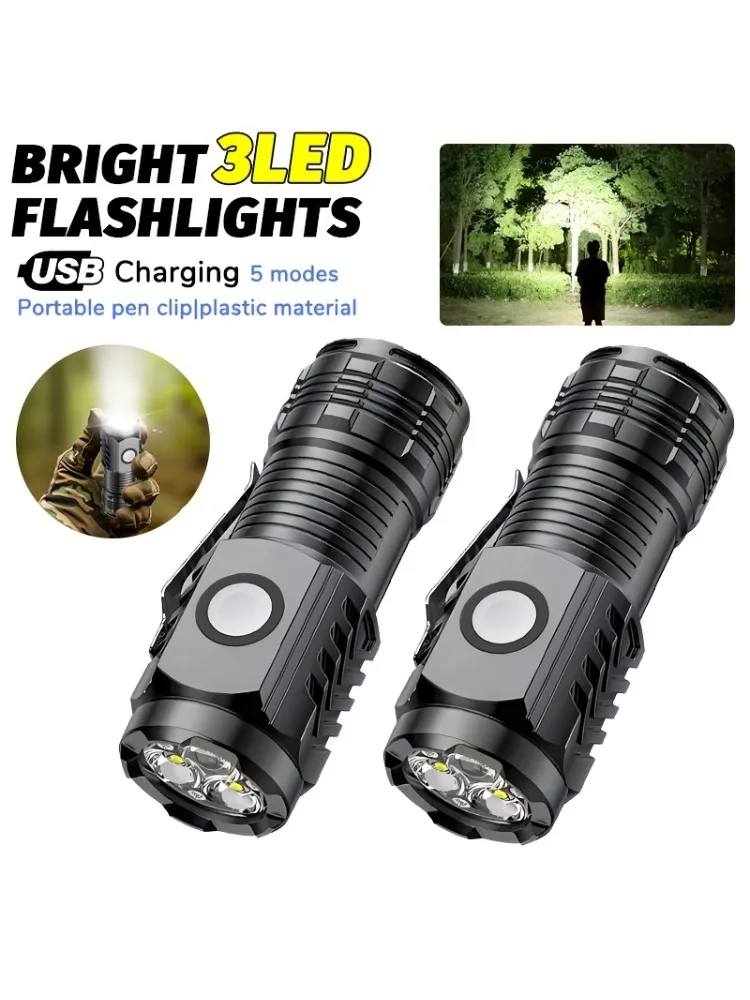 Wiederaufladbare EDC LED-Taschenlampe Tragbare Starklicht-Taschenlampe Wasserdichte Taschenfackel für Camping und Wandern Tragbare Beleuchtungslampe
