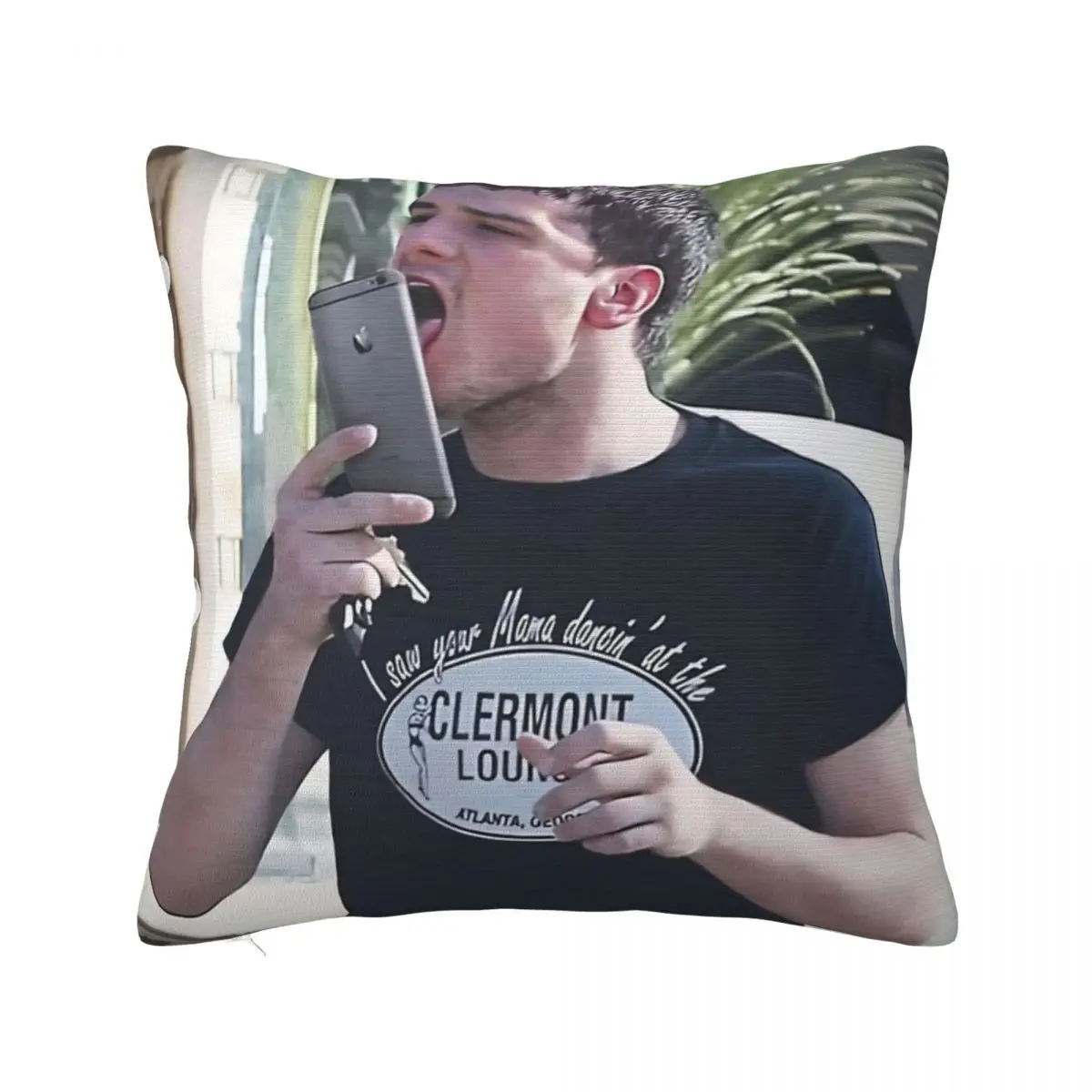 

Josh Hutcherson Licking Phone Meme Pillowcase Printed Polyester Cushion Cover Decor Throw Pillow Case Cover Car Square 40X40cm