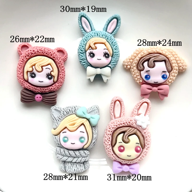 10pcs new cute resin mini cartoon with hat Princess flat back scrapbook Kawaii DIY home decoration hairpin accessories