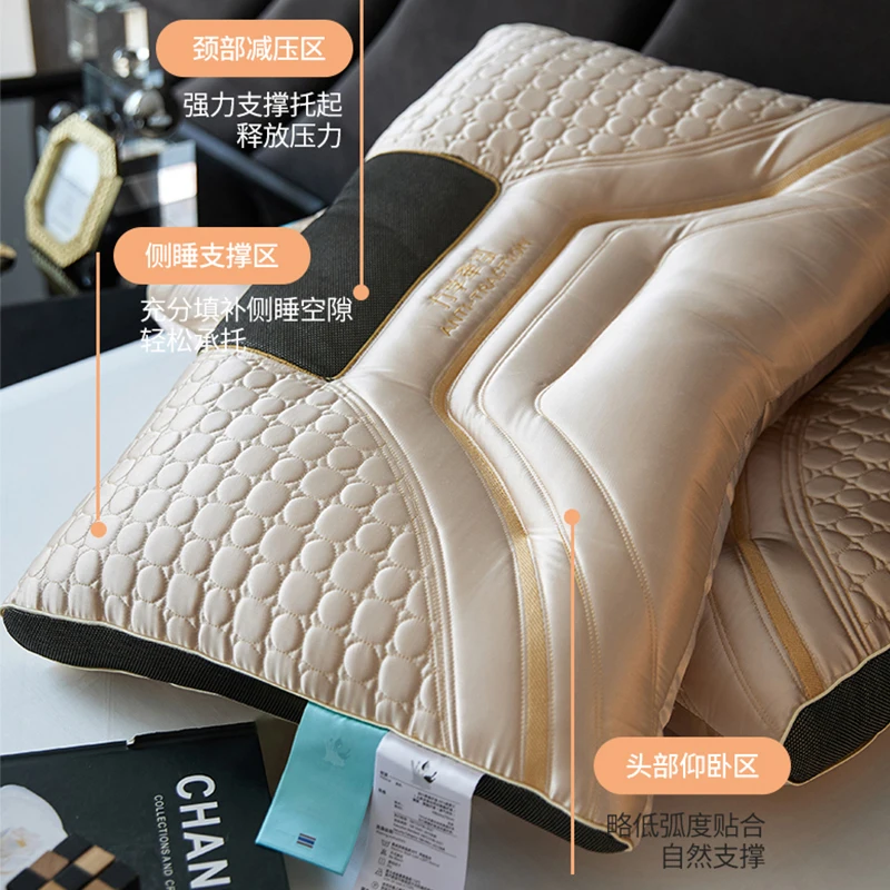 FAMCX FJILY New Luxury 3D Style Hotel Collection Bed Pillows Inner for Sleeping Silky Smooth Cover Latex Pillow Core Ergonomic