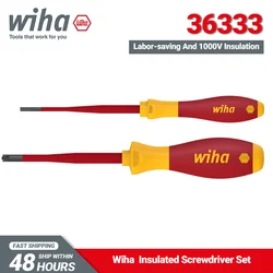 Wiha 36333 Screwdriver Set SoftFinish Electric SlimFix Slotted Pozidriv 2Piece Labor-saving and Low-weight 187Grams