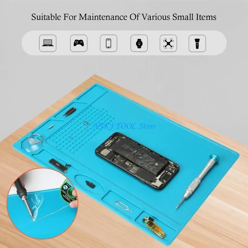 

L8RC Heat Insulation Silicone Repair Mat Phone and Computer Repair Gift for Techie Silicone Electronic Repair Mat