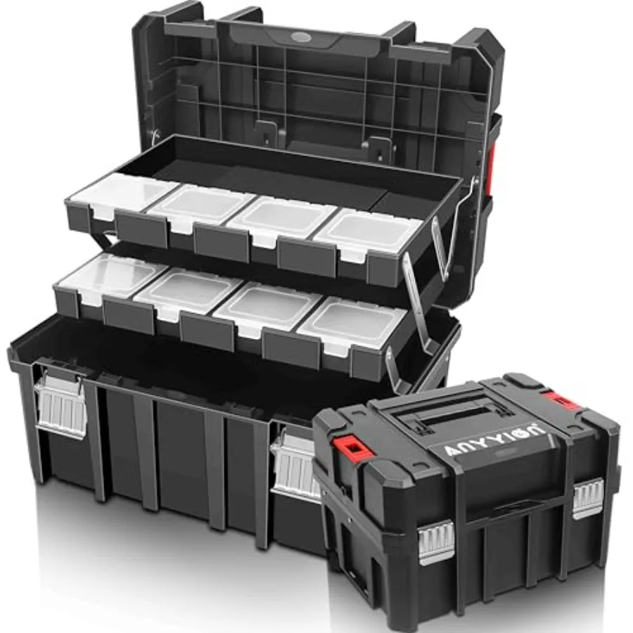 

Tool Box 3-Tiers Multi-Function Storage Portable Toolbox Organizer Stackable.