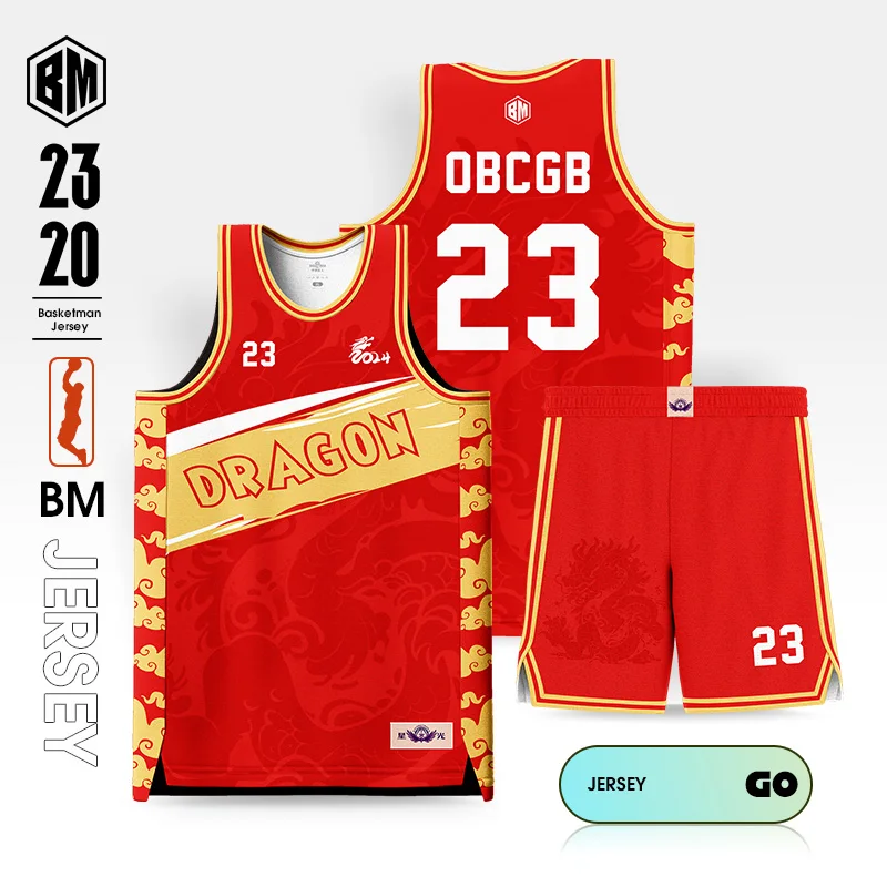 BASKETMAN Basketball Sets Custom Team Name Number Logo Printed Dragon Letter Jerseys Shorts Uniforms Training Tracksuits Unisex