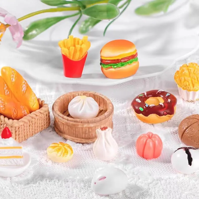 Figurine Miniature Imitation Cake Hamburger Food Micro Landscape Ornaments For Home Decorations Room Decor DIY Accessories