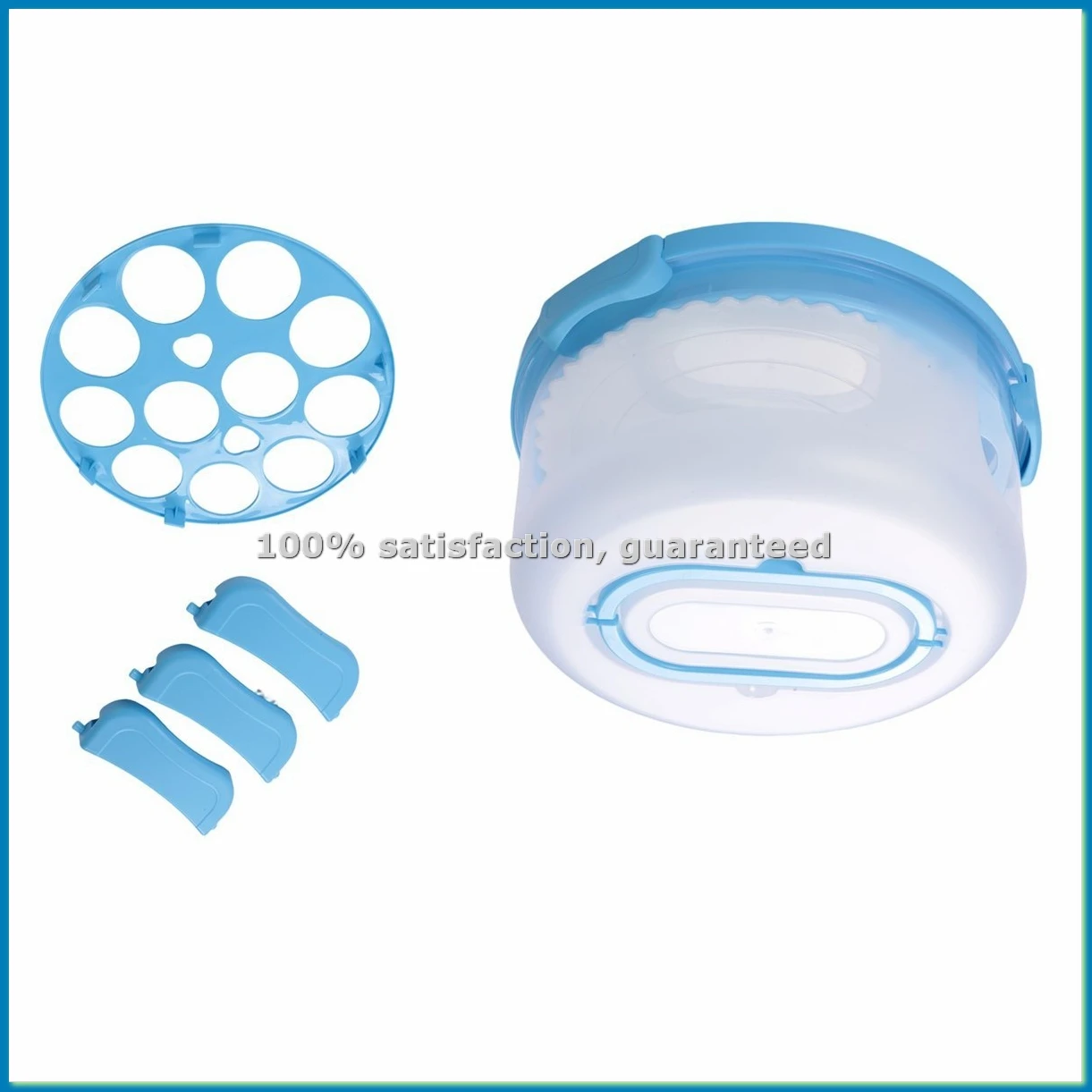 

Контейнер для тортов и кексов с крышкой и ручкой + подставка для торта с куполом, круглая, 10 дюймов, синий - AT35