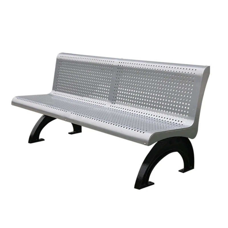 

Custom Design Outdoor Furniture Perforated Metal Bench Public Park Rustic Steel Bench Seating Outside Garden Patio Seat Bench