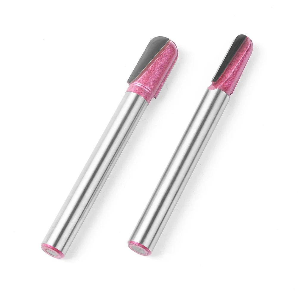 Duplo Flauta Carbide Router Bit, Haste Dia, Nariz Redondo, Derribado, Sulco Redondo, Rosa, 12mm