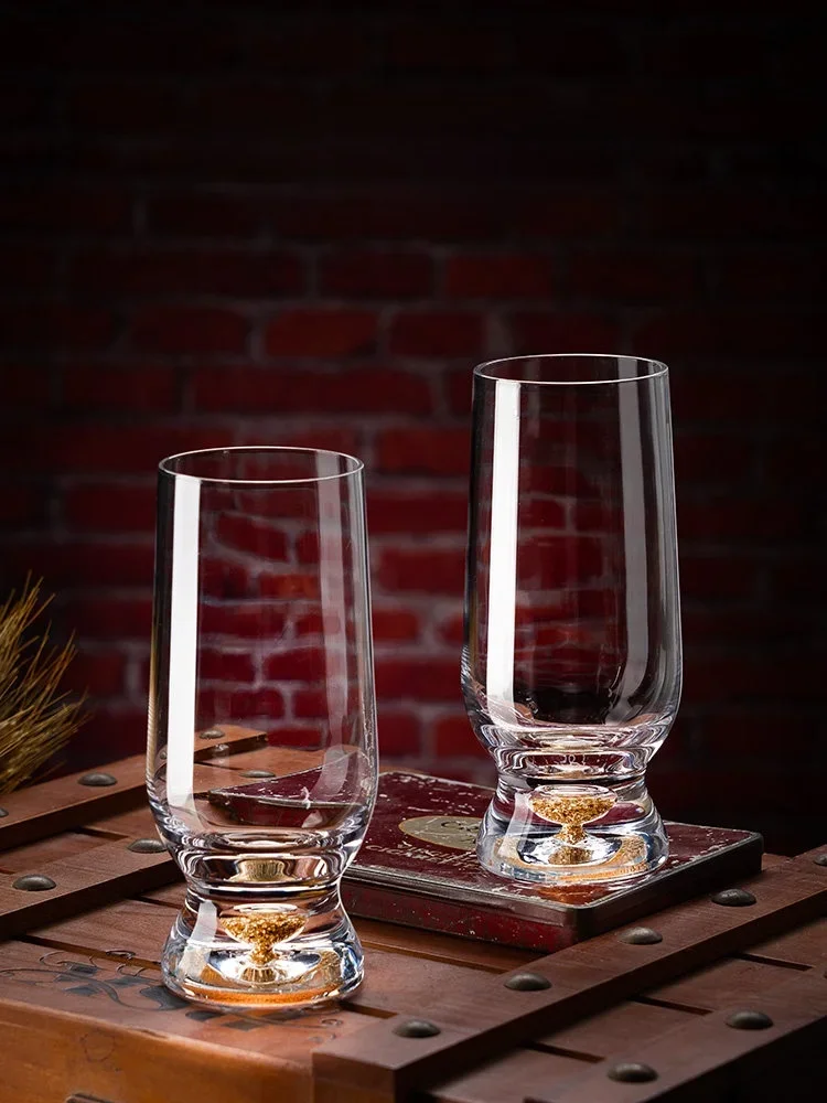 Luxury Crystal Beer Glass Large Capacity Craft Beer Pint Glass Gold Foil Hero Bar Creative Dining Utensils European Style