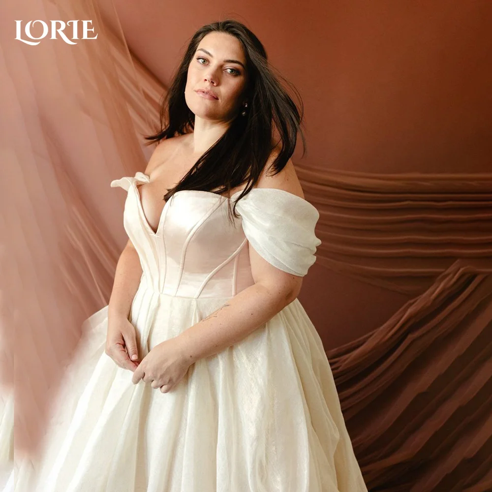 

LORIE Applique Wedding Dress Off Shoulder Sweet 3D Flower A-LINE Prom Dresses Puff Sleeve Illsion Party Gown Customized Bridal