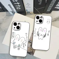 Cute Cartoon Rabbit Phone Case FOR IPhone 15 pro max 14 11 12 Pro 15 16 Plus 13 Pro MAX XR XS Black Soft Covers