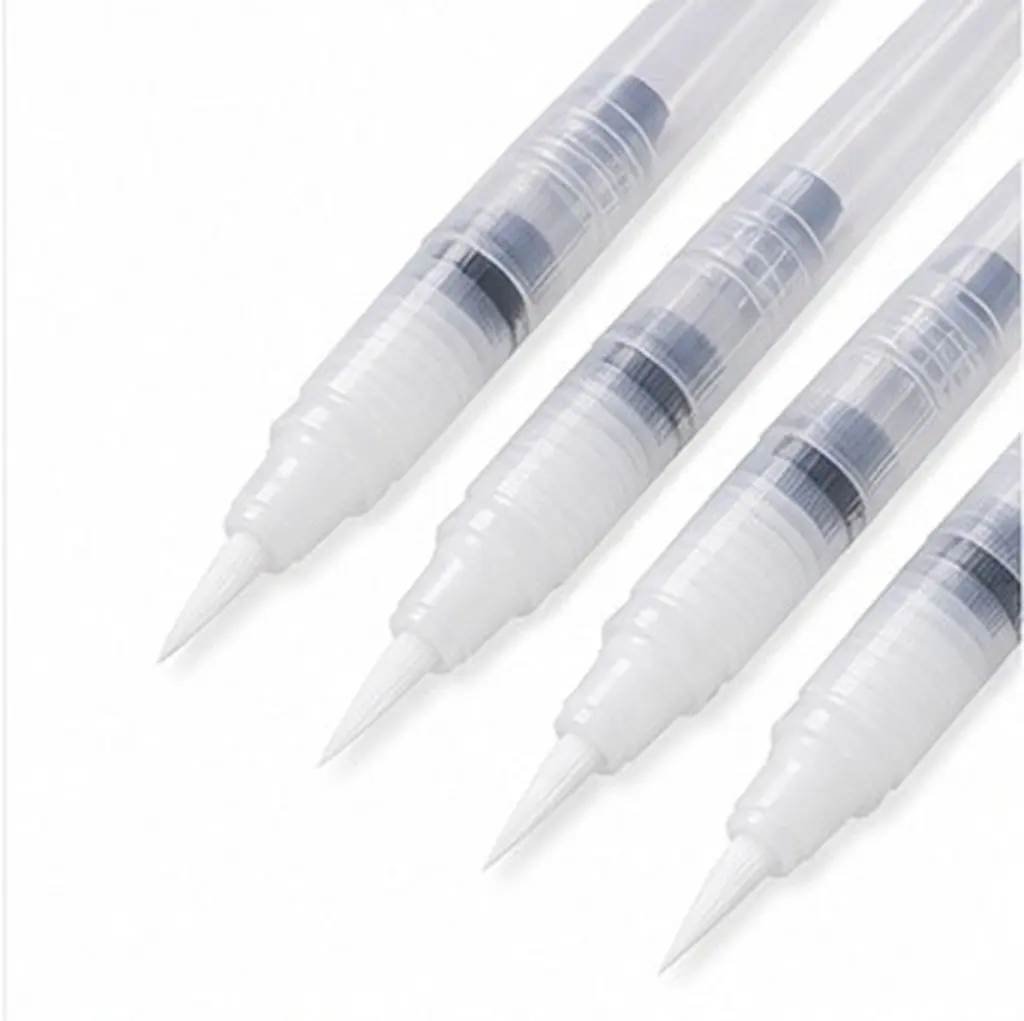 4Pcs Watercolor Ink Brush Pen Set No Drip Technology Adjustable Flow by Squeezing Barrel Perfect for Layering Washes Details