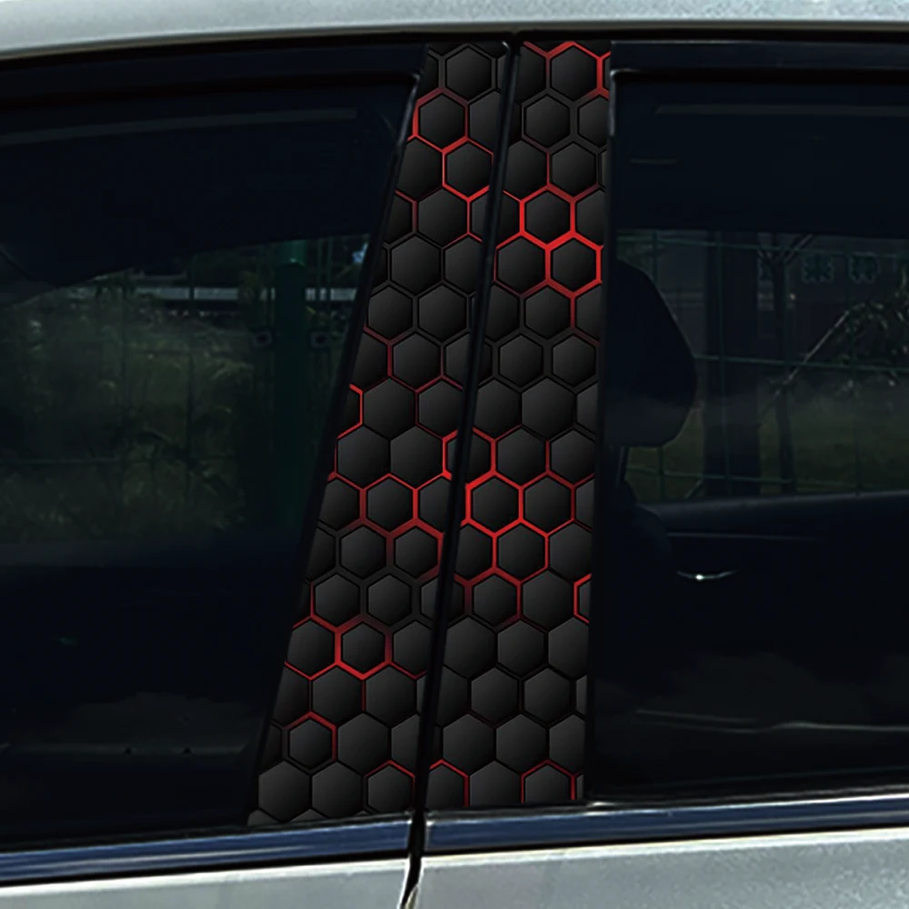 4pcs Simple Pure Colour Car Center Pillar Sticker Auto B Pillar Protective Film Decoration Scratch Cover Sticker